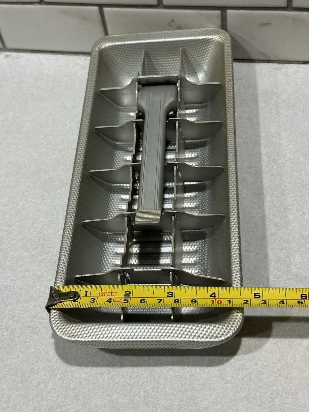 Vintage ALUMINUM ICE CUBE TRAY - 18 Perfect Ice Cubes Some Dents In Aluminum